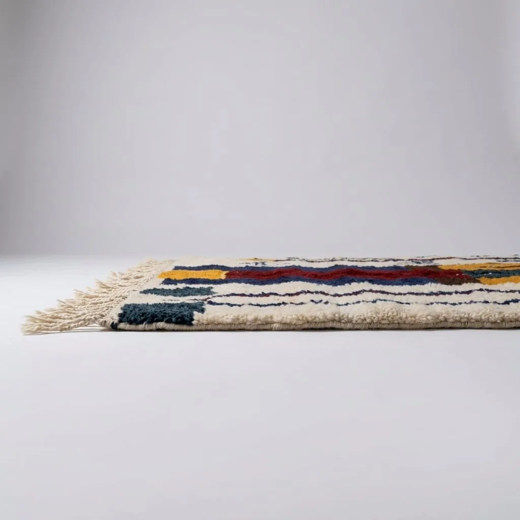 Abstract Wool Rug, Navy & Mustard — view 1 of 5
