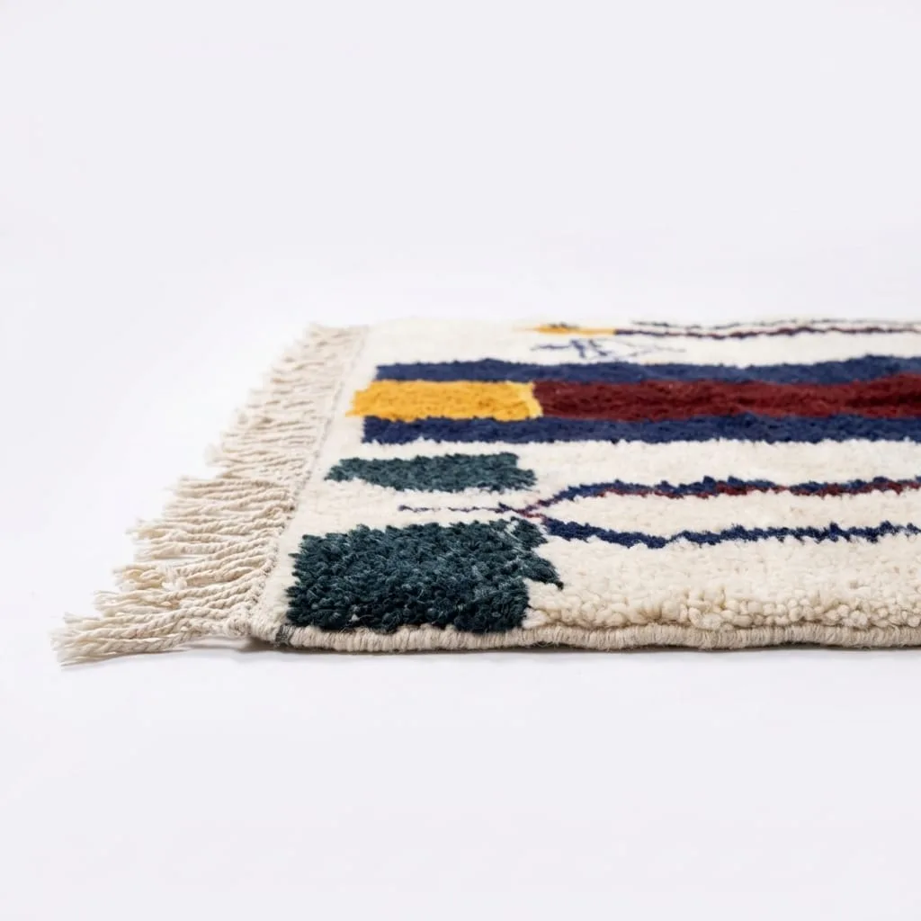 Abstract Wool Rug, Navy & Mustard — view 2 of 5