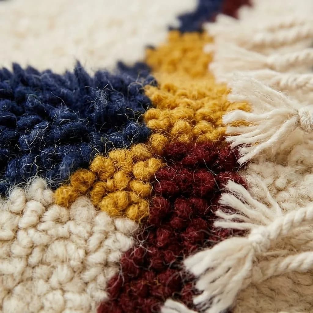 Abstract Wool Rug, Navy & Mustard — view 5 of 5