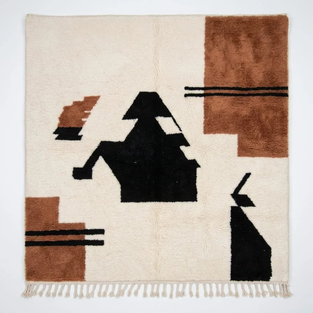 Abstract Wool Rug, Terracotta