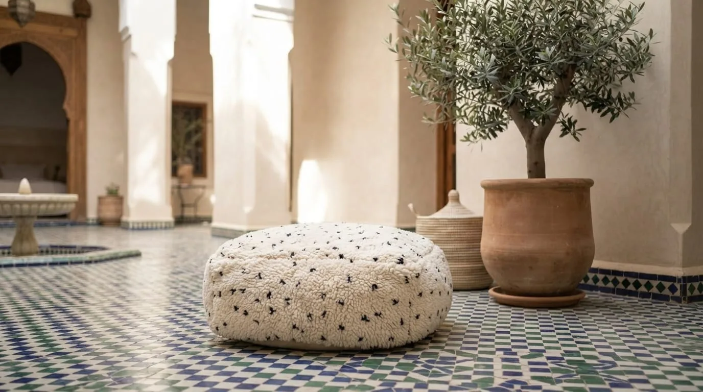 Beni Ourain Pouf, Dots — view 2 of 6