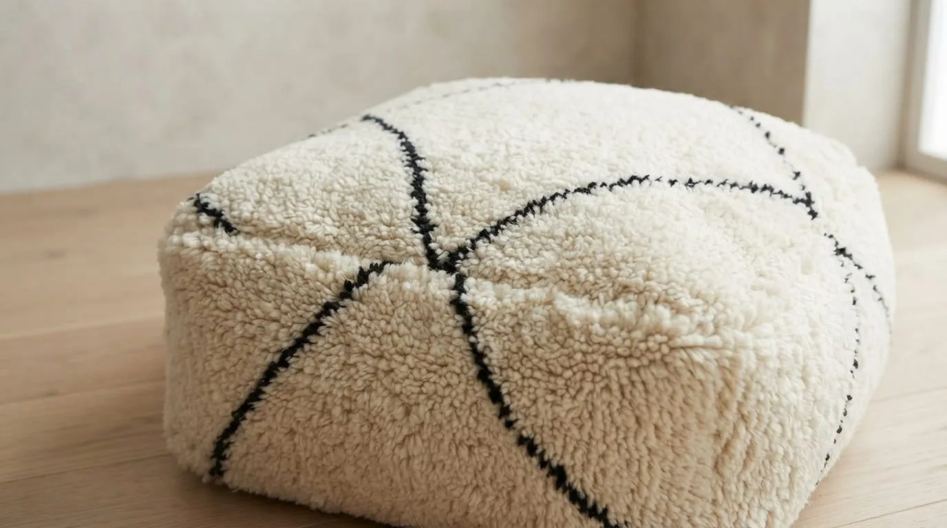 Beni Ourain Pouf, Geometric — view 2 of 6
