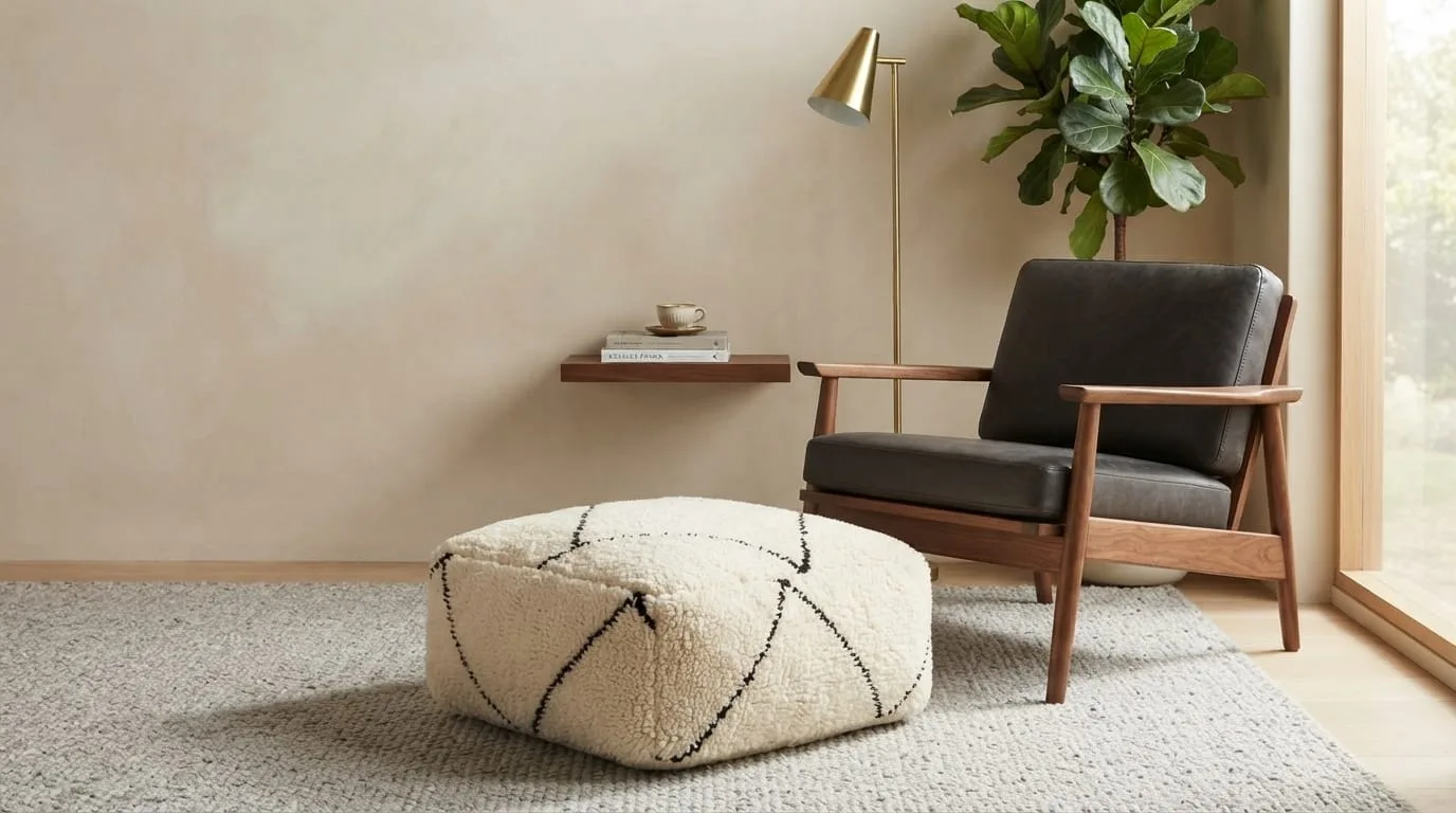Beni Ourain Pouf, Geometric — view 3 of 6