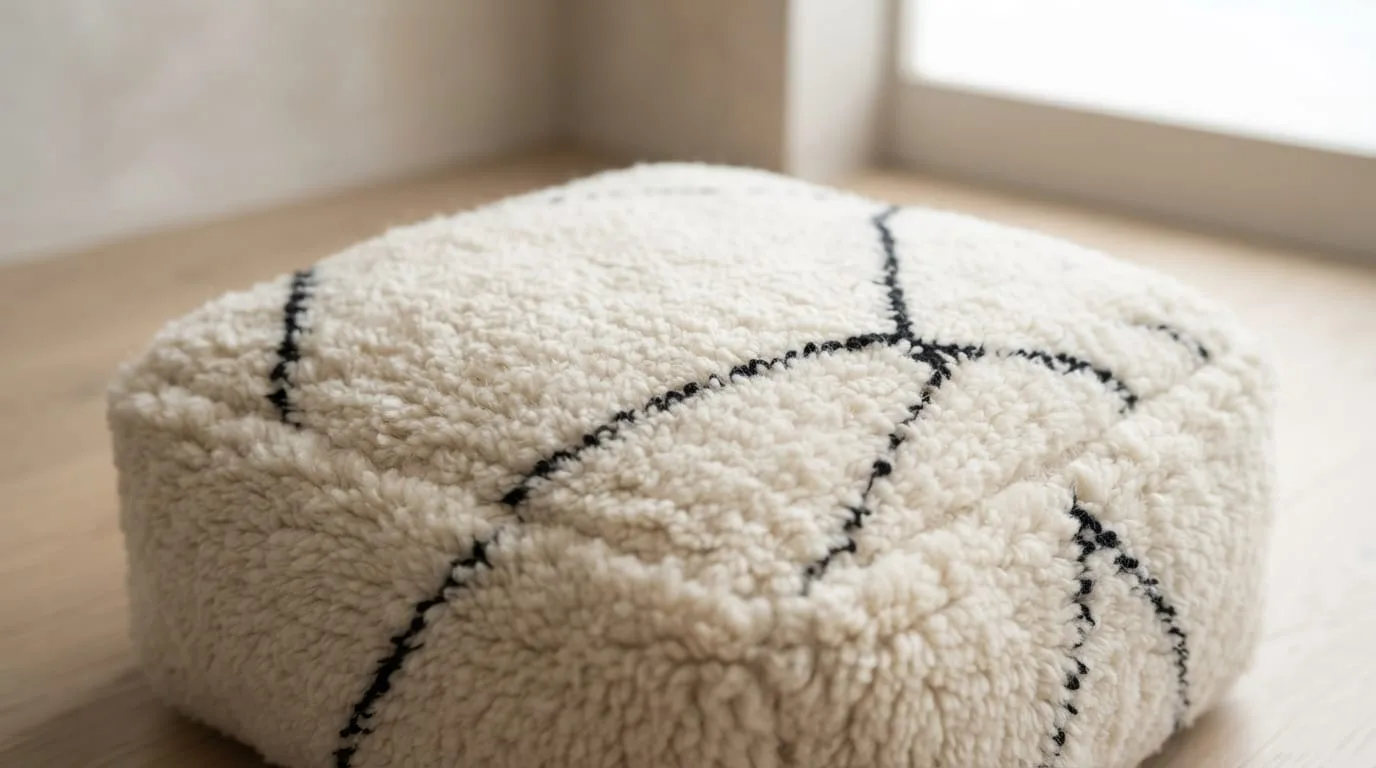 Beni Ourain Pouf, Geometric — view 4 of 6