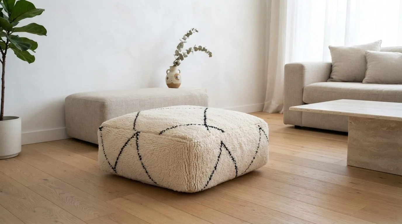 Beni Ourain Pouf, Geometric — view 5 of 6