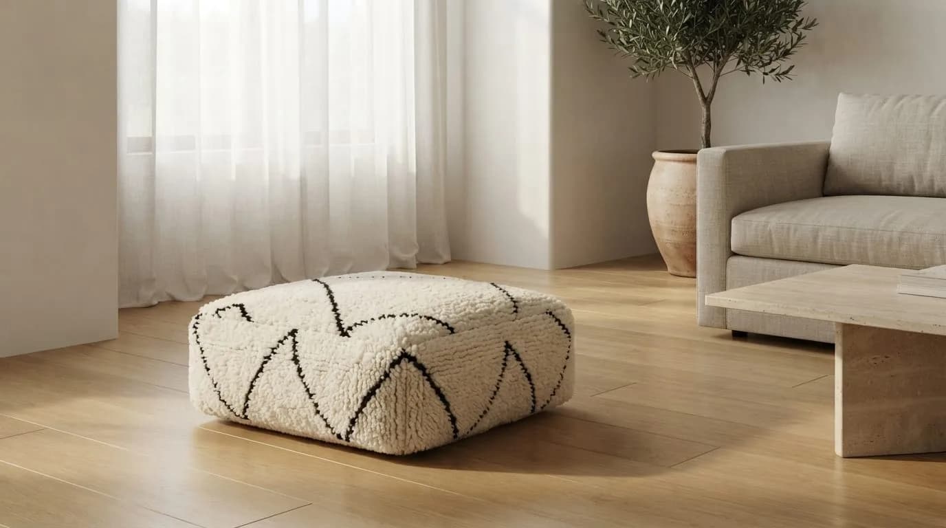 Beni Ourain Pouf, Geometric — view 6 of 6