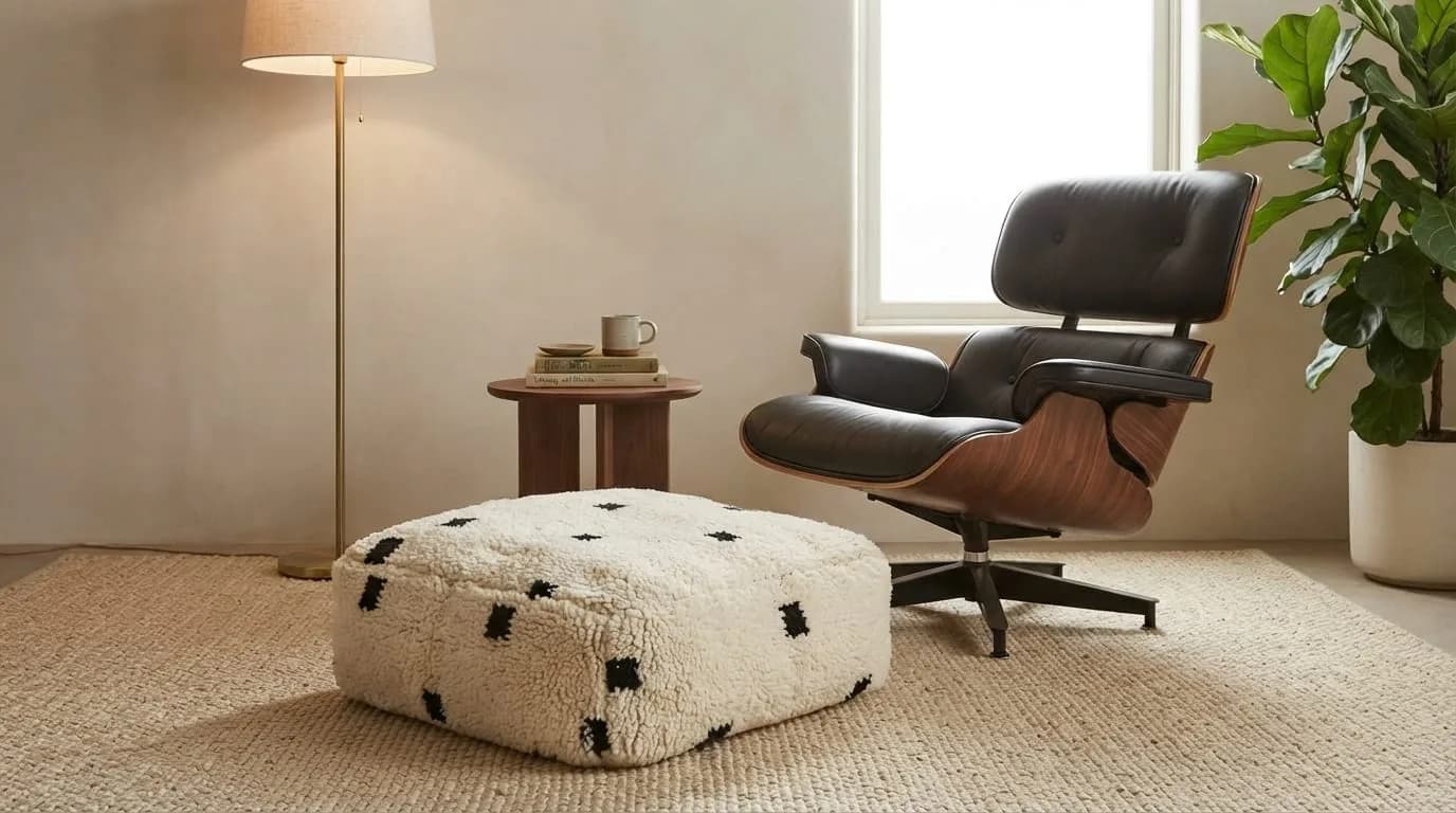 Beni Ourain Pouf, Minimal — view 3 of 8