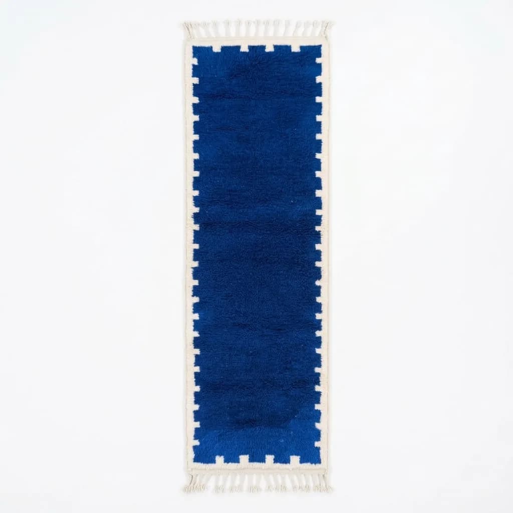 Berber Wool Runner, Blue — view 2 of 3