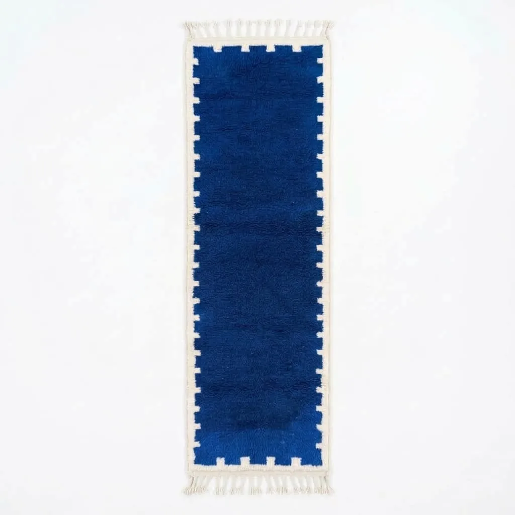 Berber Wool Runner, Blue — view 3 of 3