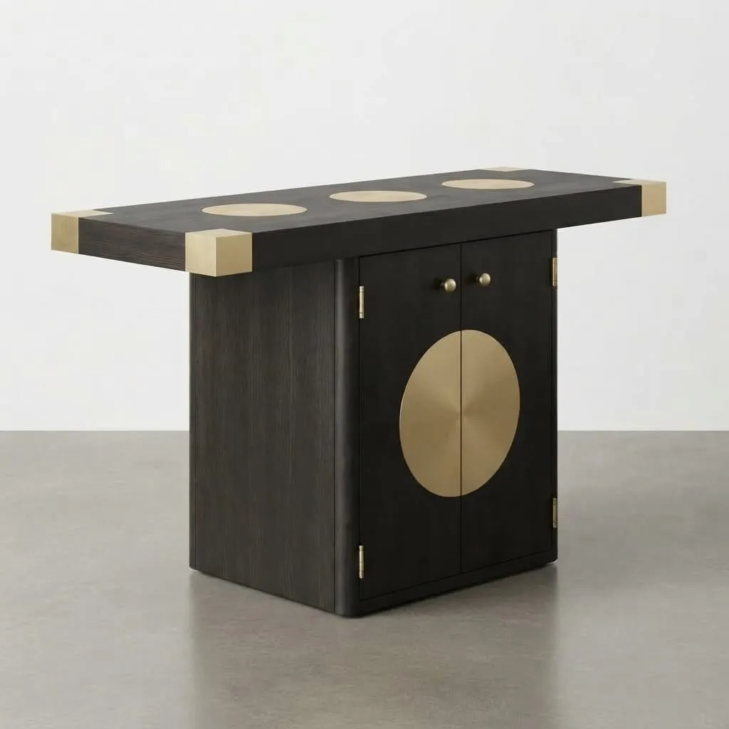 Black Wood & Brass Cabinet — view 1 of 6