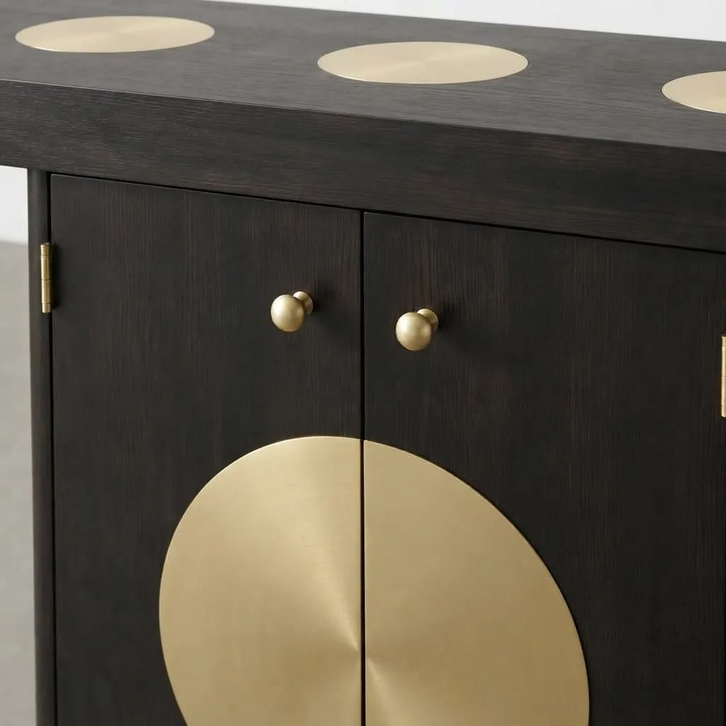 Black Wood & Brass Cabinet — view 2 of 6