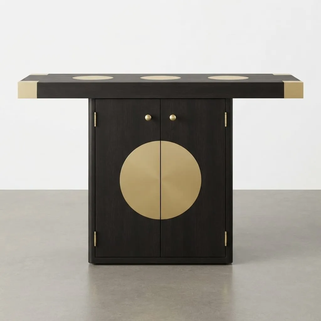 Black Wood & Brass Cabinet — view 4 of 6
