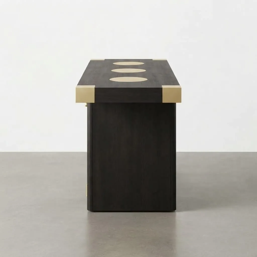 Black Wood & Brass Cabinet — view 5 of 6