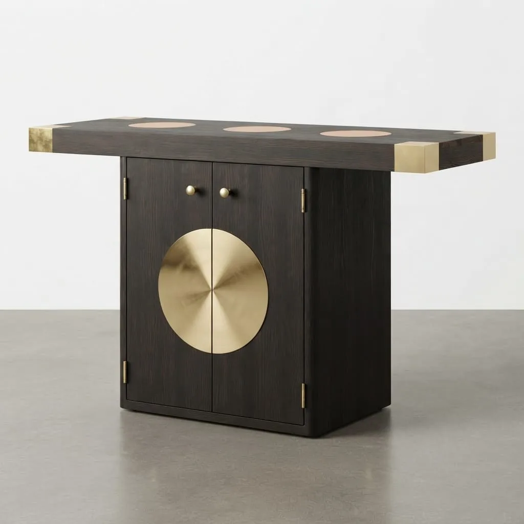Black Wood & Brass Cabinet — view 6 of 6