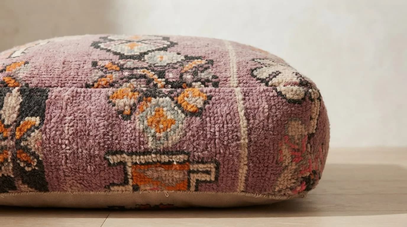 Boujaad Kilim Pouf, Rose — view 1 of 4