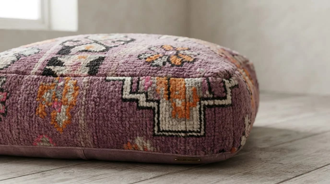 Boujaad Kilim Pouf, Rose — view 3 of 4