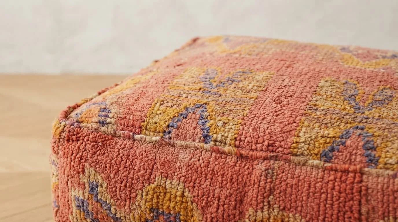 Boujaad Kilim Pouf, Terracotta — view 1 of 6