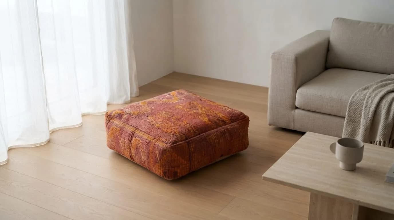 Boujaad Kilim Pouf, Terracotta — view 2 of 6