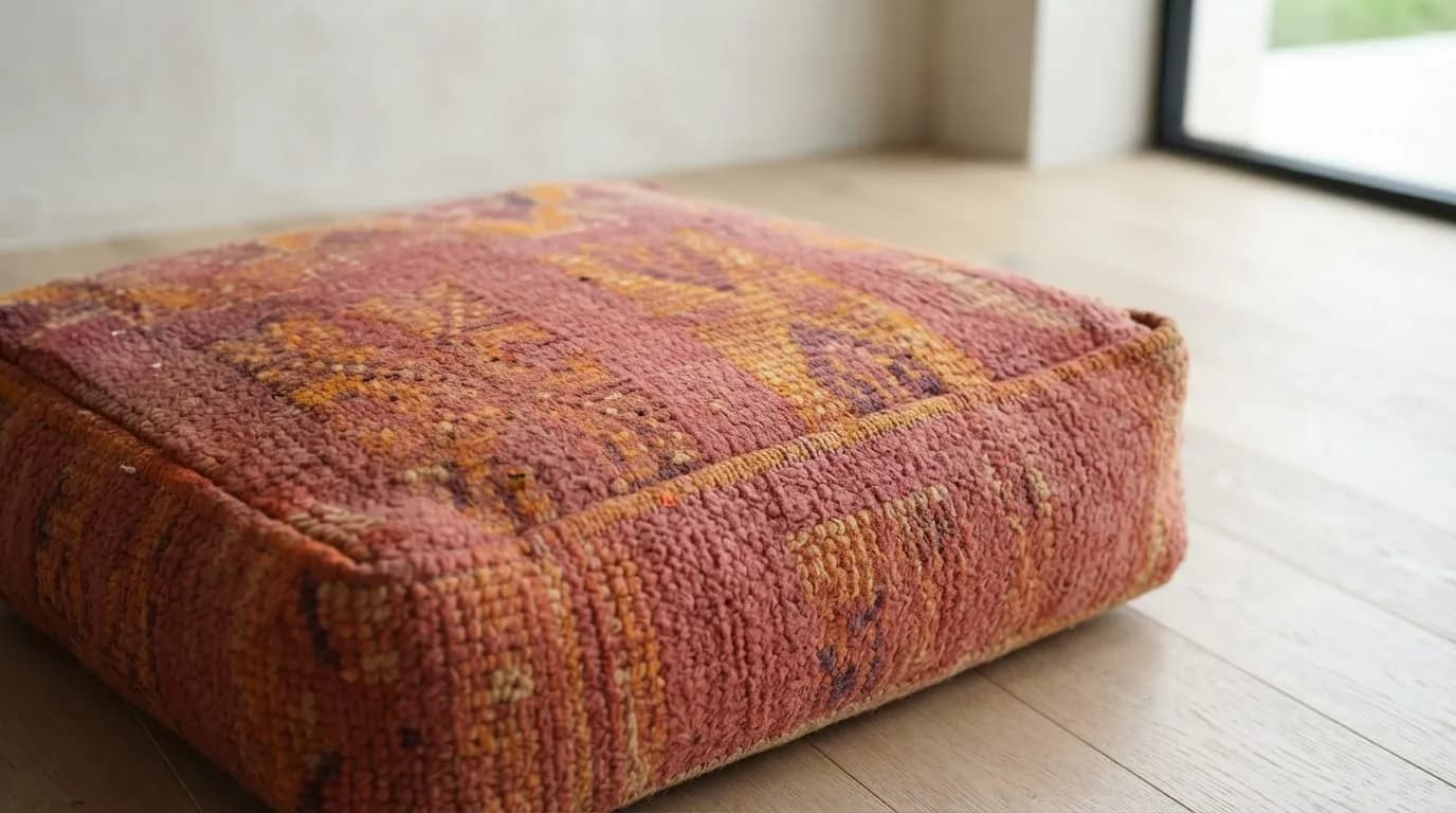 Boujaad Kilim Pouf, Terracotta — view 5 of 6