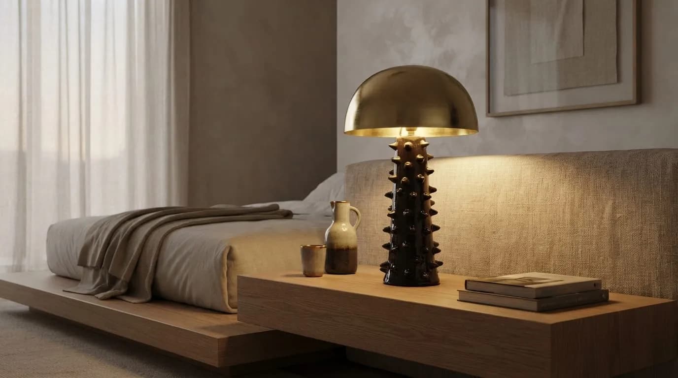 Brass & Ceramic Table Lamp — view 4 of 8