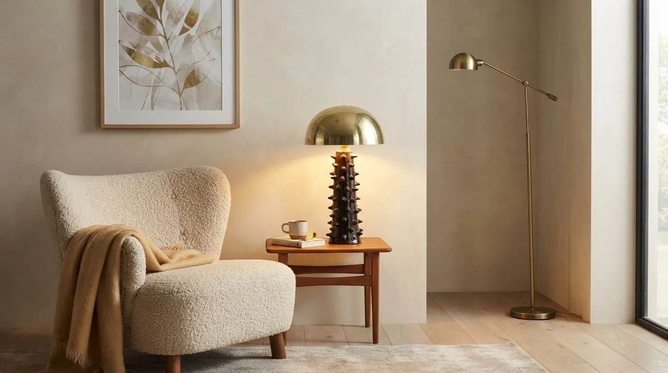 Brass & Ceramic Table Lamp — view 5 of 8