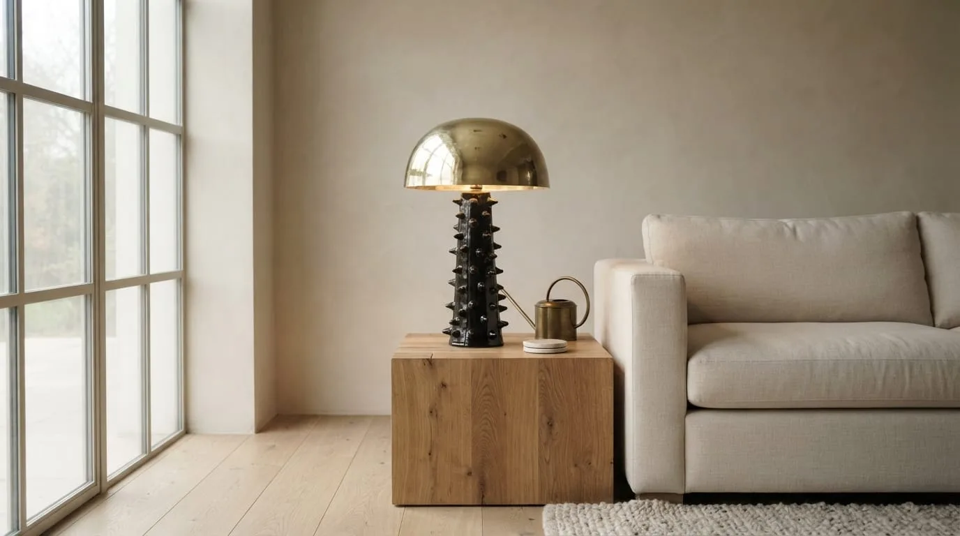 Brass & Ceramic Table Lamp — view 6 of 8
