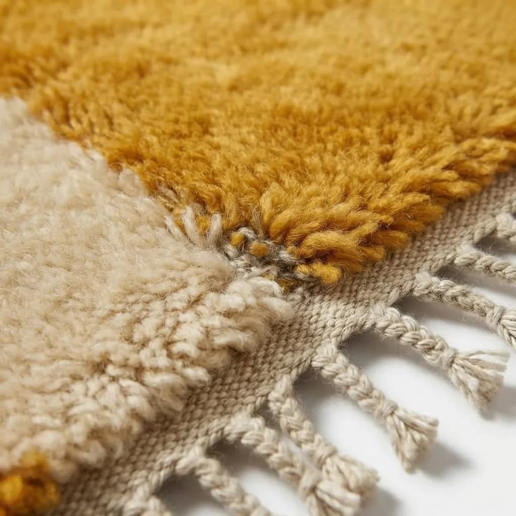 Checkerboard Wool Rug, Mustard — view 2 of 7