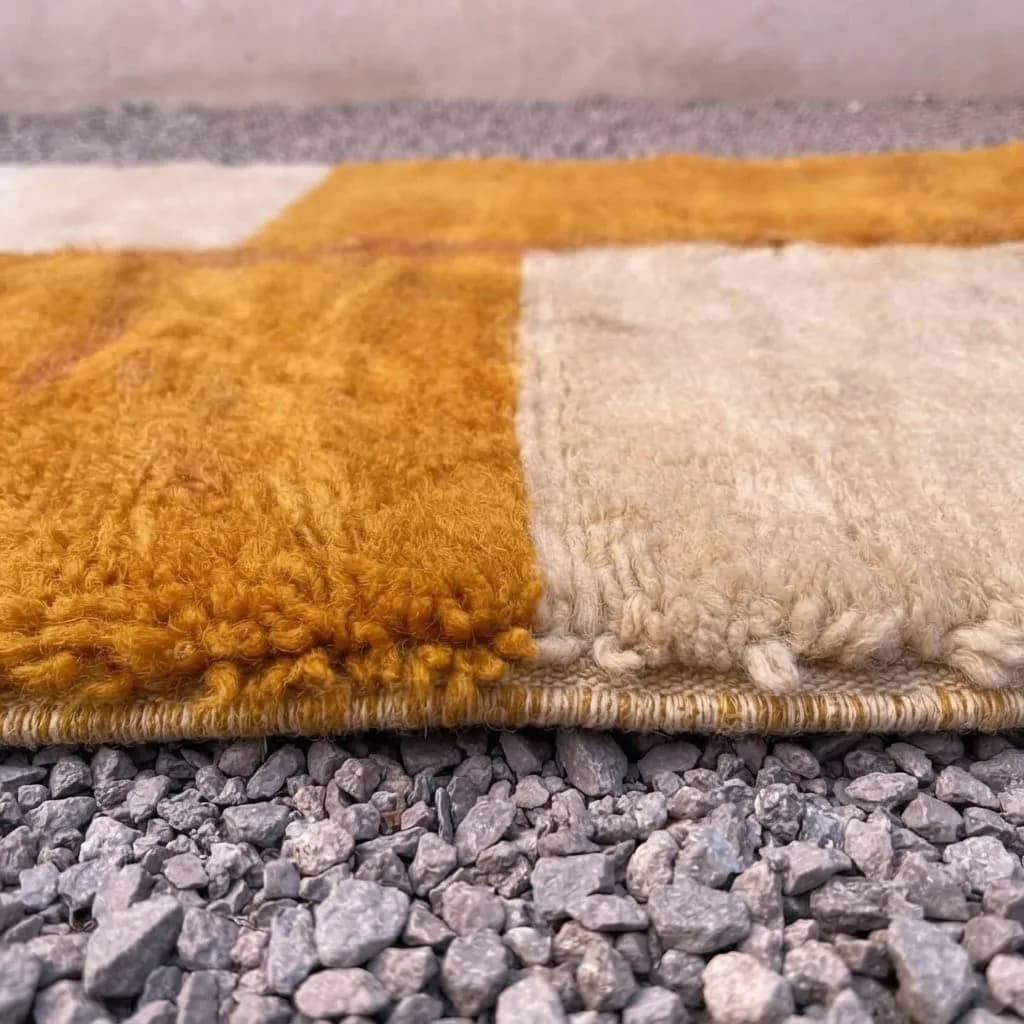 Checkerboard Wool Rug, Mustard — view 3 of 7