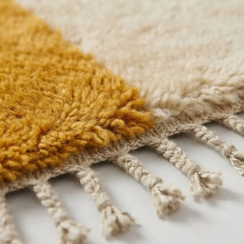 Checkerboard Wool Rug, Mustard — view 4 of 7
