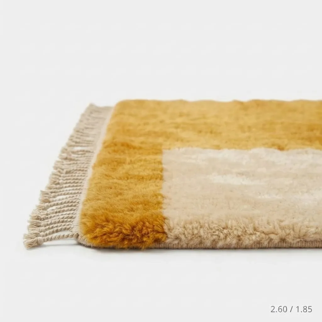 Checkerboard Wool Rug, Mustard — view 5 of 7