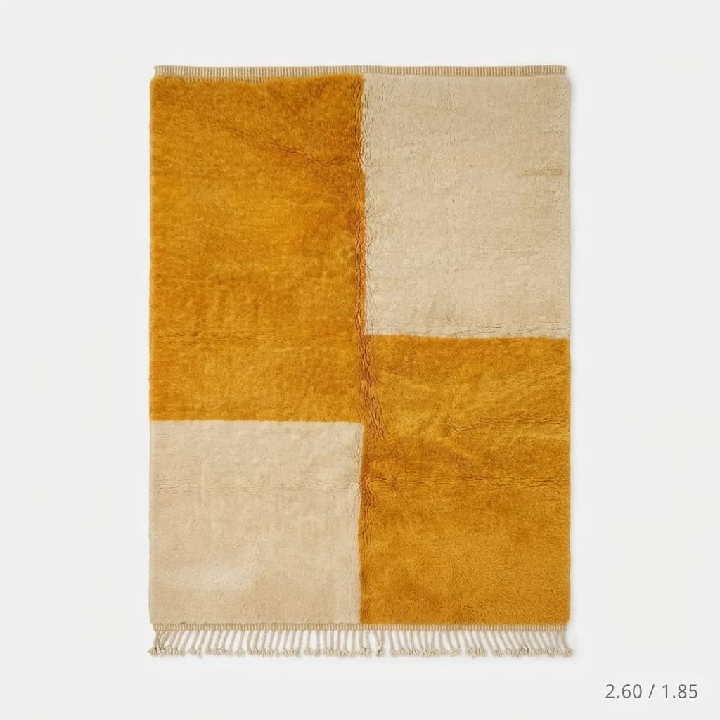 Checkerboard Wool Rug, Mustard — view 6 of 7