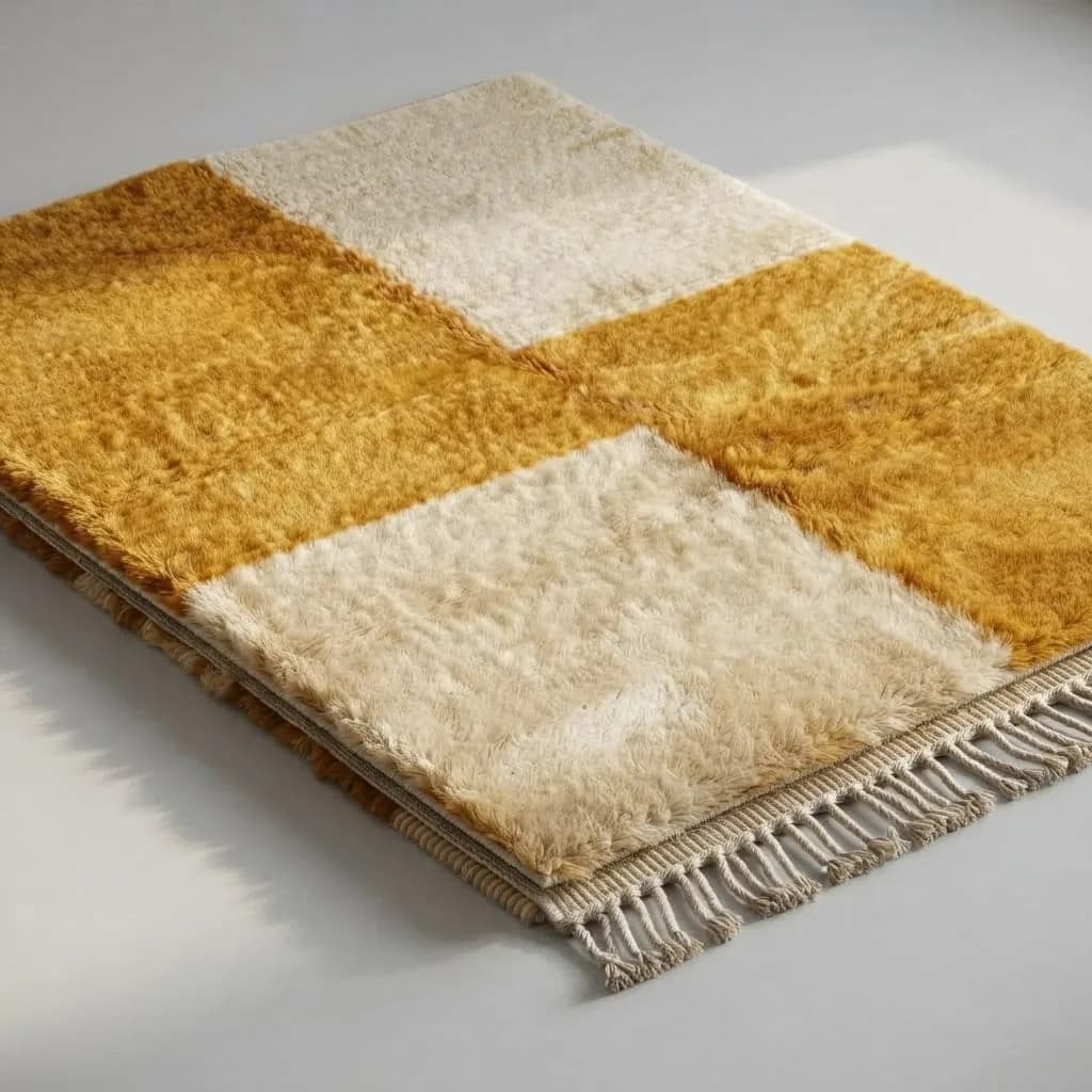 Checkerboard Wool Rug, Mustard — view 7 of 7