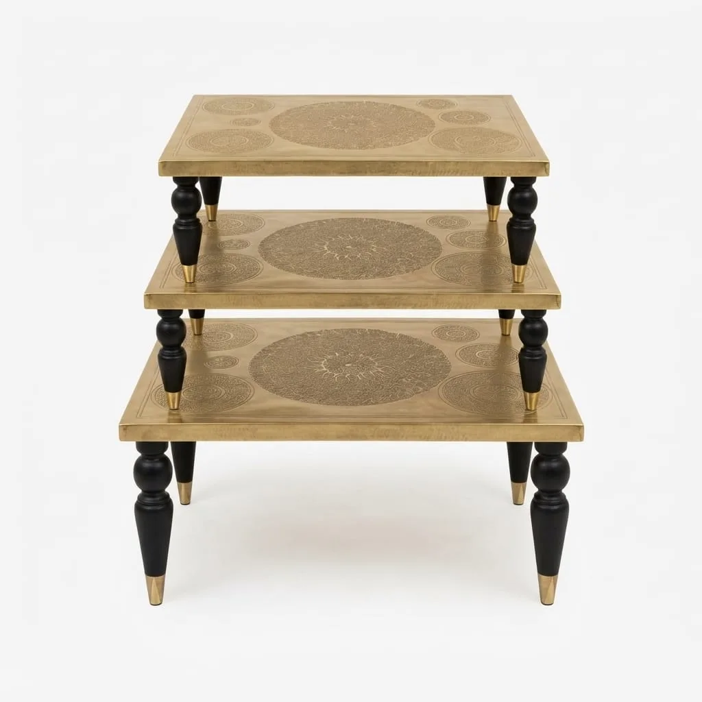 Engraved Brass Nesting Tables