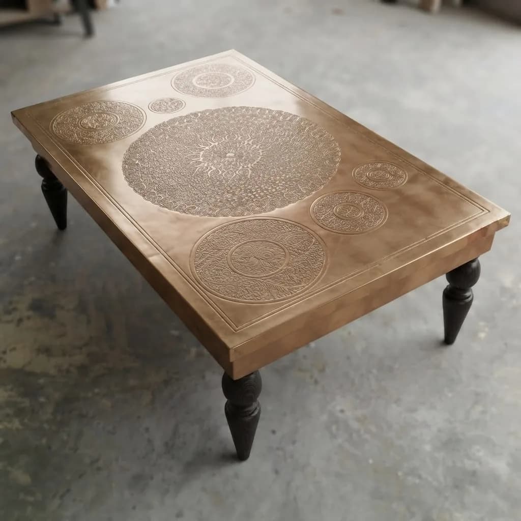 Engraved Brass Nesting Tables — view 3 of 8