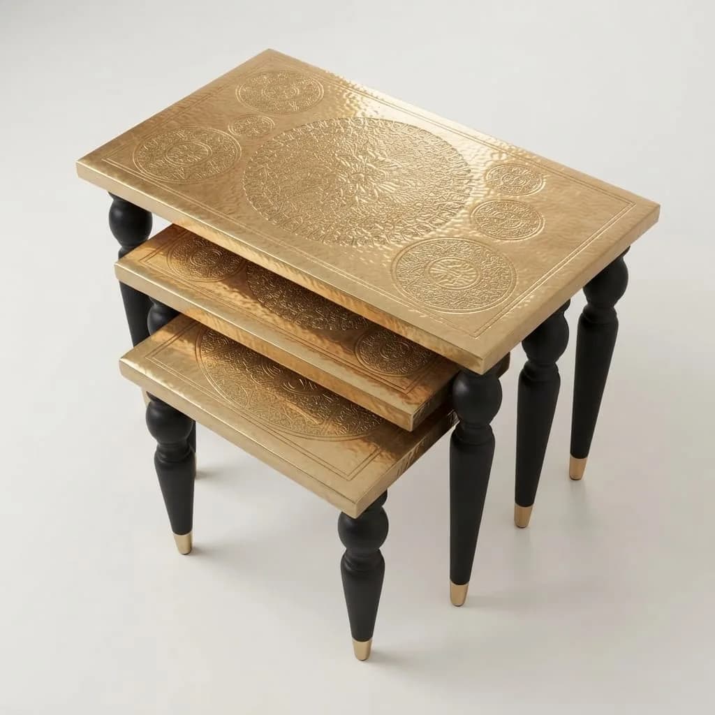 Engraved Brass Nesting Tables — view 8 of 8