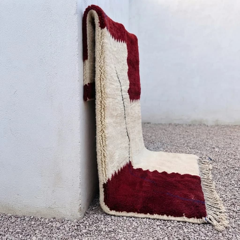 Geometric Wool Rug, Burgundy