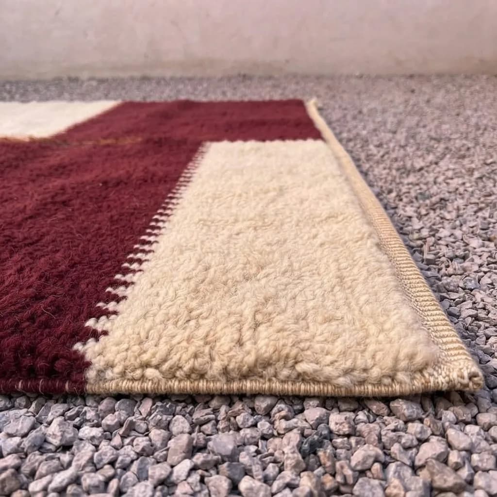 Geometric Wool Rug, Burgundy — view 3 of 3