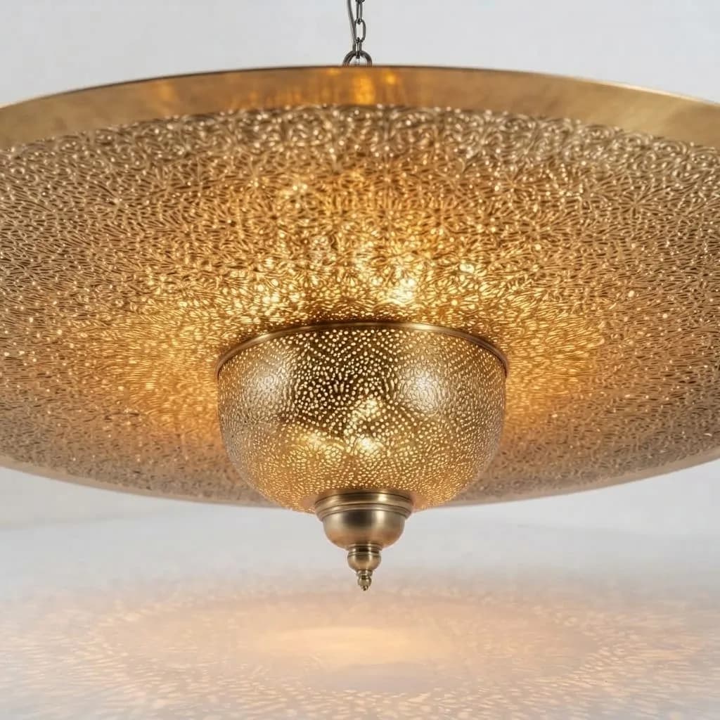 Grand Perforated Brass Chandelier — view 1 of 6