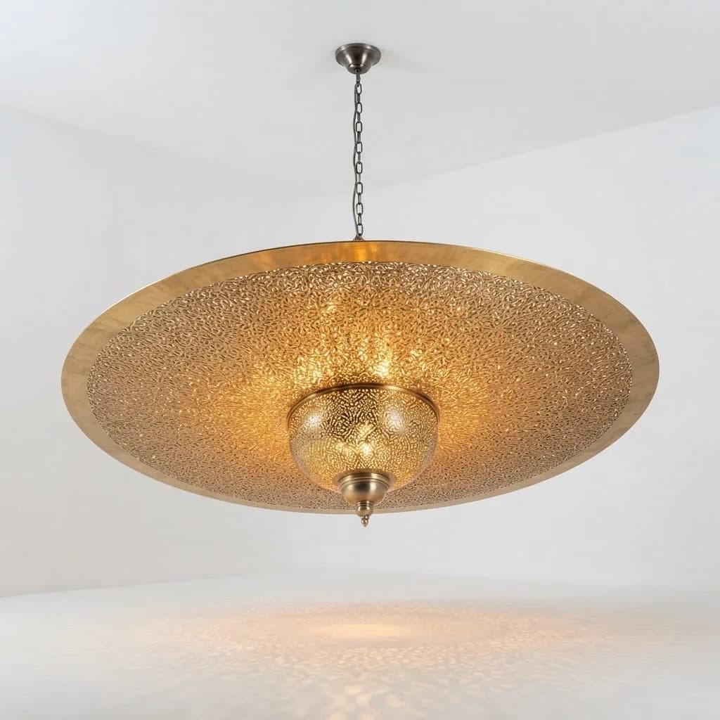 Grand Perforated Brass Chandelier — view 5 of 6