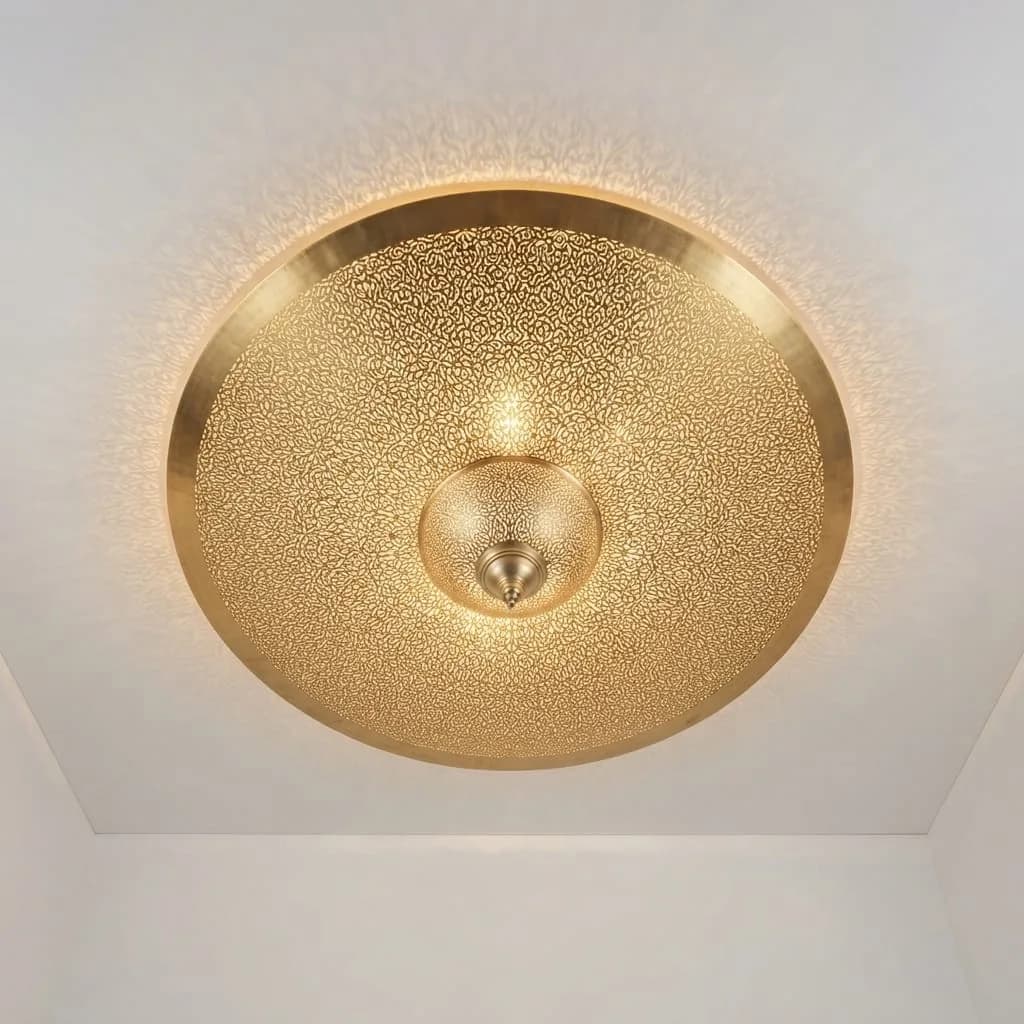 Grand Perforated Brass Chandelier — view 6 of 6