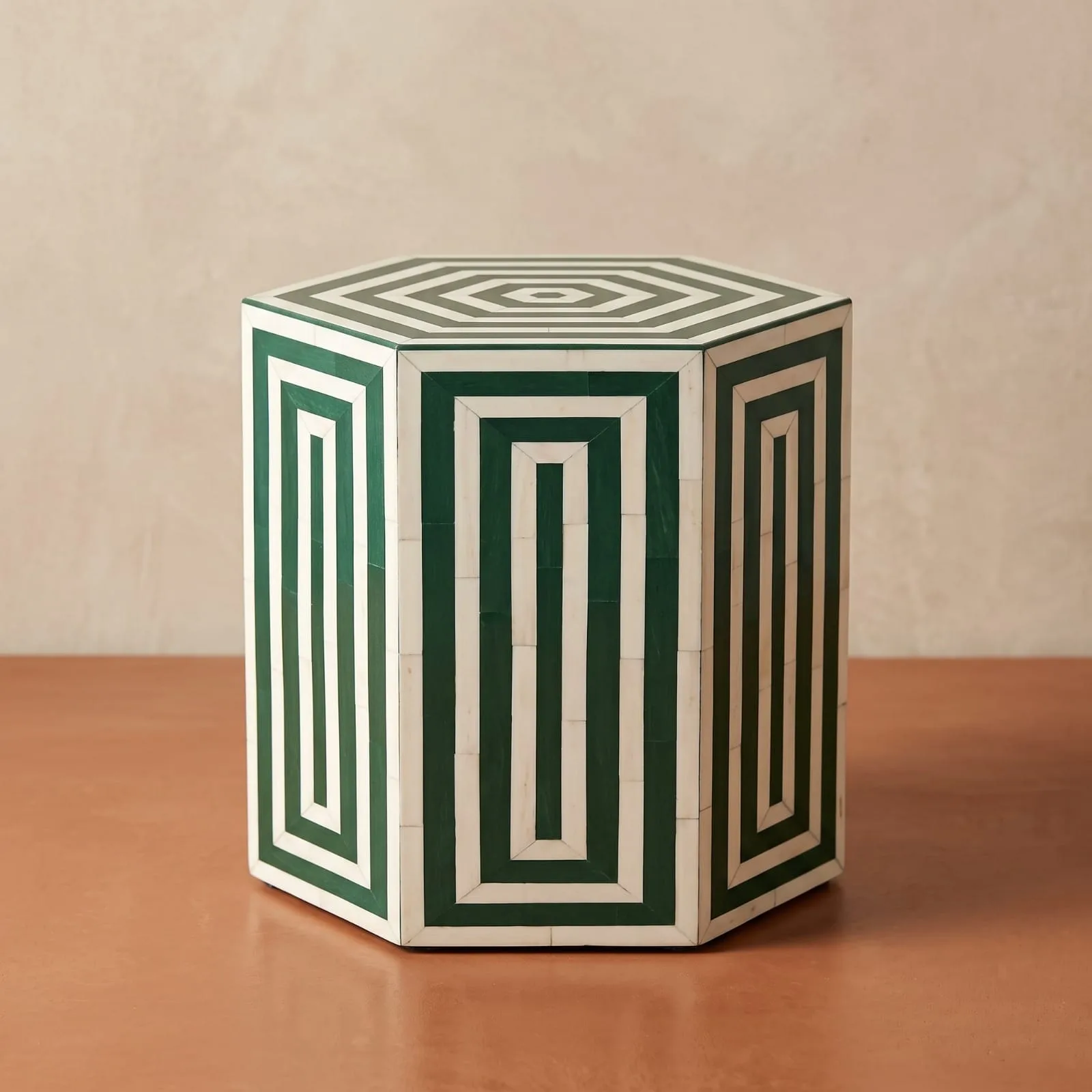 Hexagon Inlay Side Table, Green — view 2 of 7