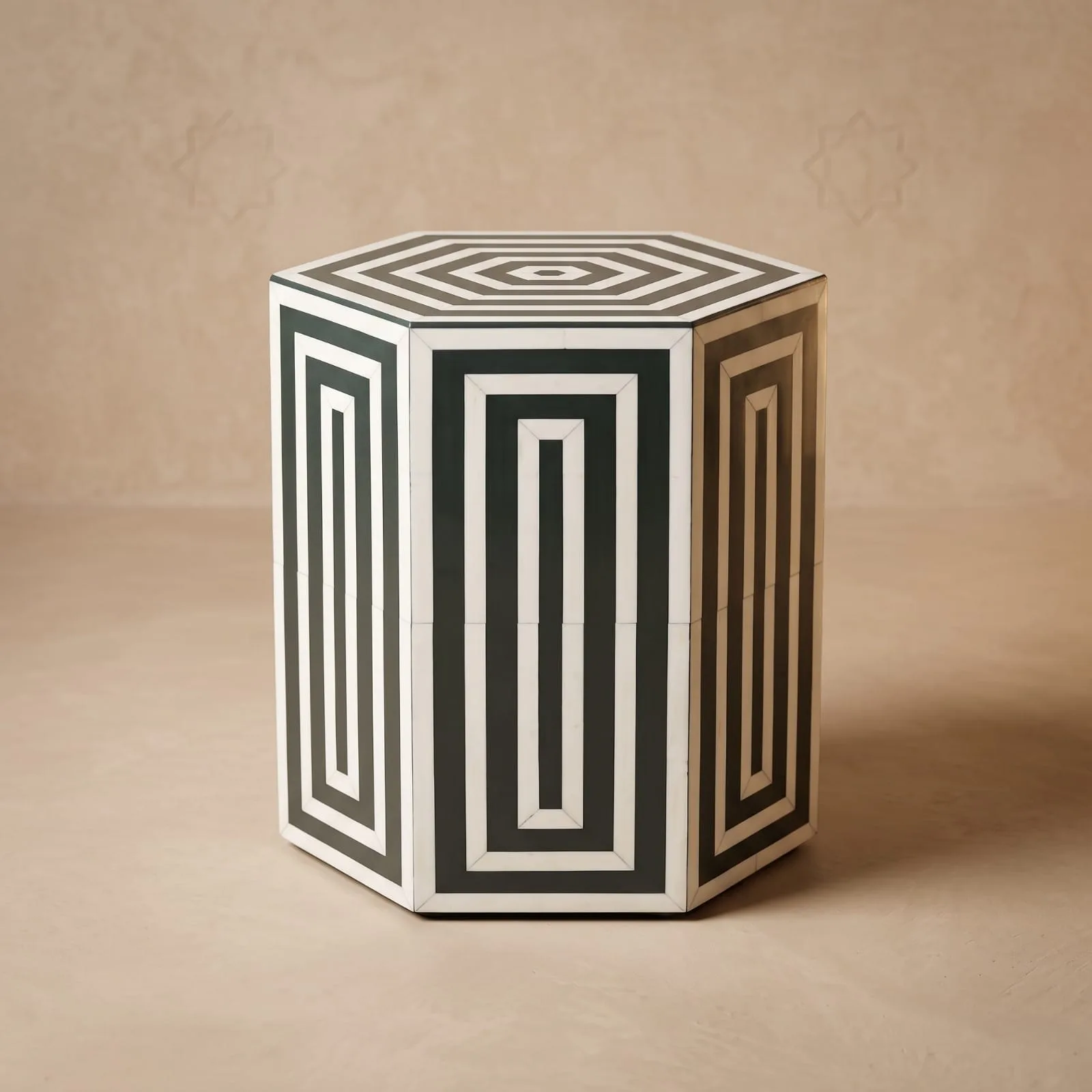 Hexagon Inlay Side Table, Green — view 6 of 7
