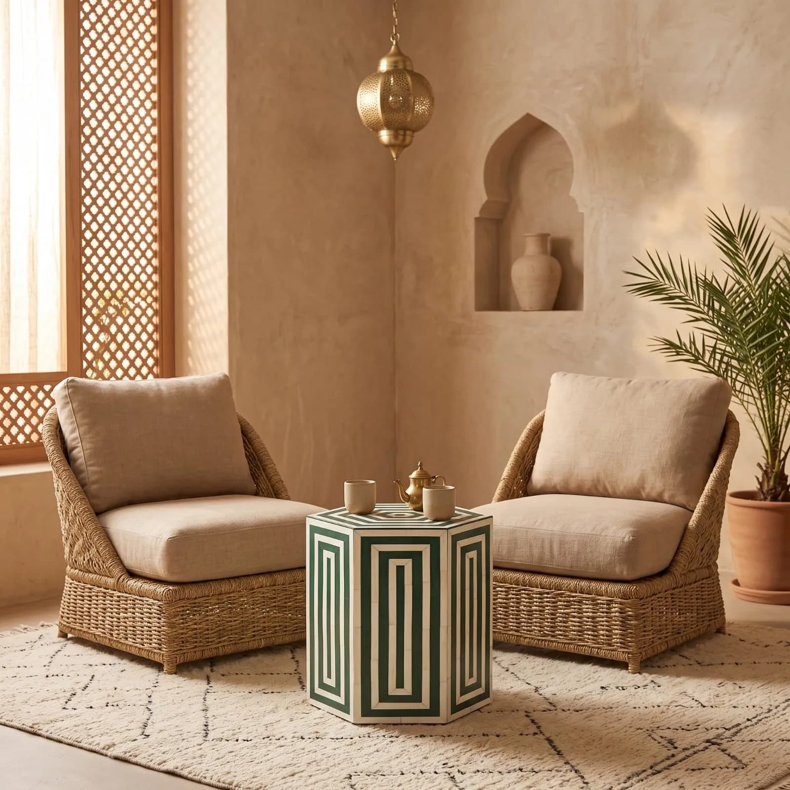 Hexagon Inlay Side Table, Green — view 7 of 7