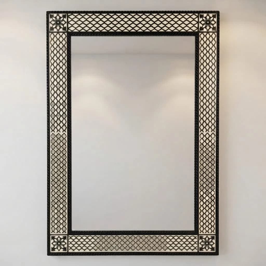 Lattice Inlay Mirror, Black — view 4 of 6