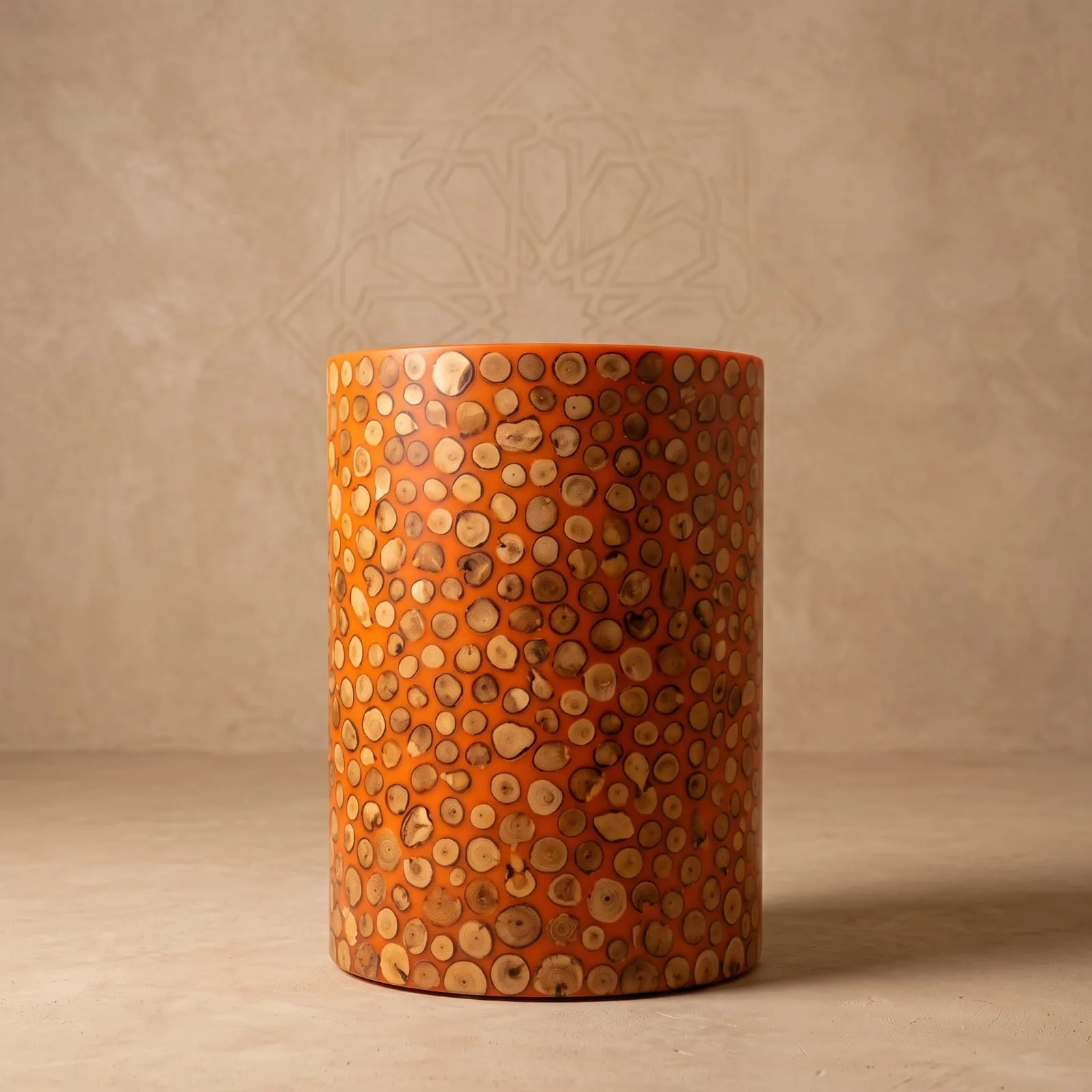 Log Mosaic Side Table, Terracotta