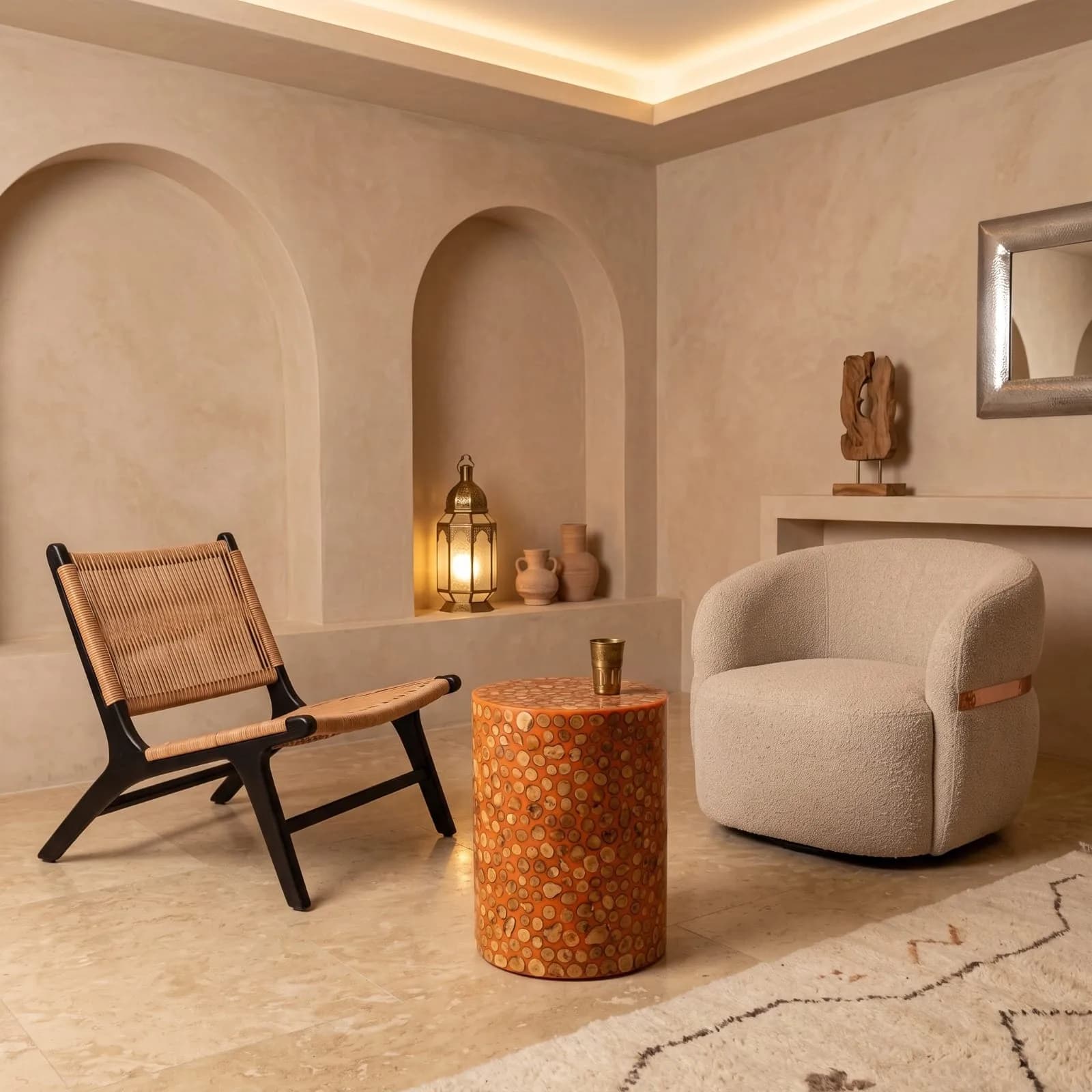 Log Mosaic Side Table, Terracotta — view 3 of 6