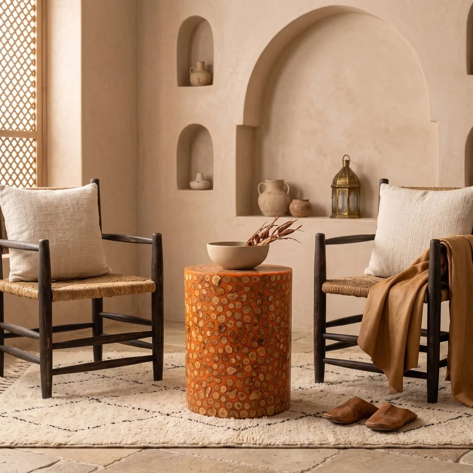 Log Mosaic Side Table, Terracotta — view 4 of 6