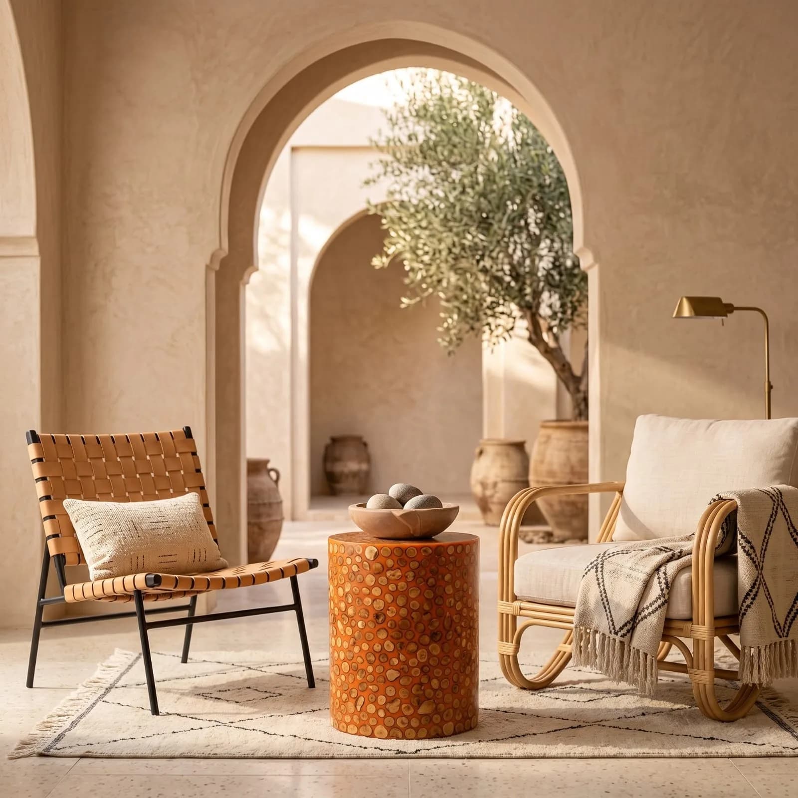 Log Mosaic Side Table, Terracotta — view 5 of 6