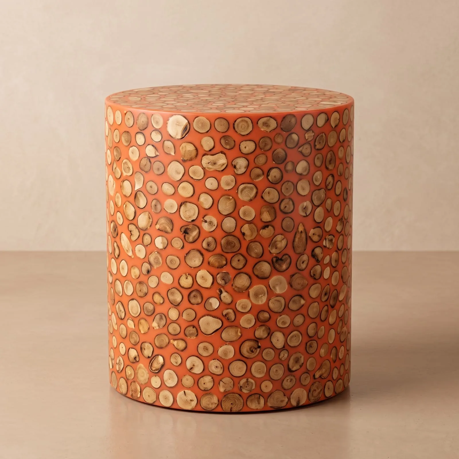 Log Mosaic Side Table, Terracotta — view 6 of 6