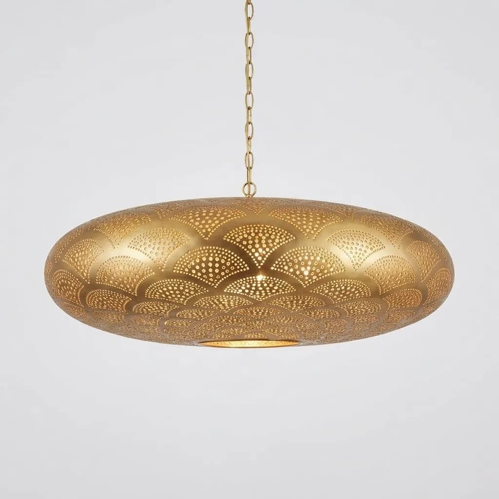 Oval Pierced Brass Pendant — view 1 of 5